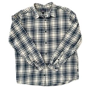 Patagonia Navy and White Checkered 100% Cotton Shirt Size XXL